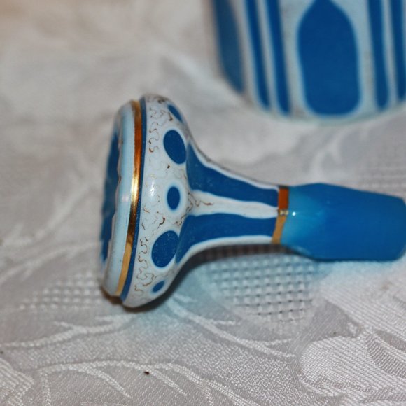 Antique Czech Bohemian Cased Glass Cut to Blue
